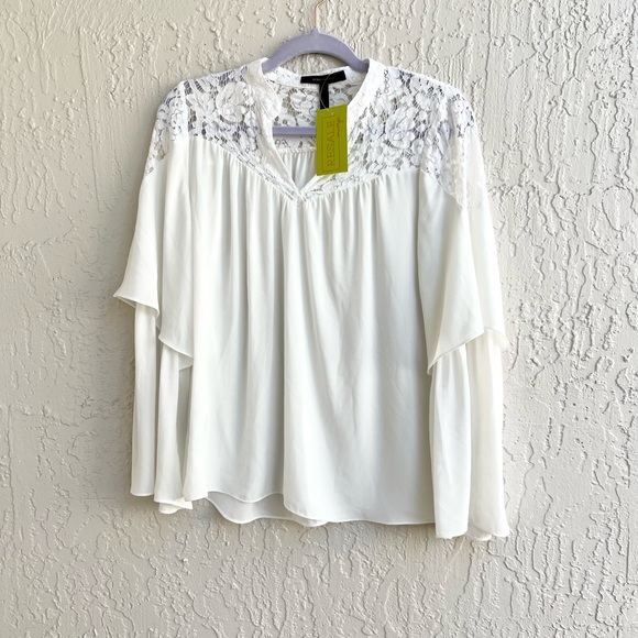 BCBG max azria lace details Khali blouse white XXS / small - Picture 3 of 8